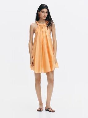 H&M SUMMER COLLECTION 2026 NWT LIGHT ORANGE BRAIDED-DETAIL MINI DRESS NWT Sz L